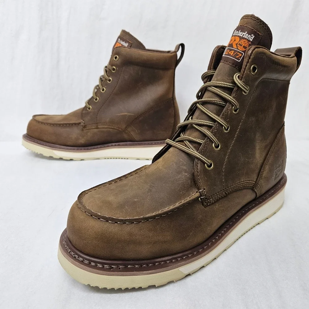 Timberland PRO Wedge‎ 6 Inch Work Boots TB1A5SXH214 Brown Leather Men Size 12
